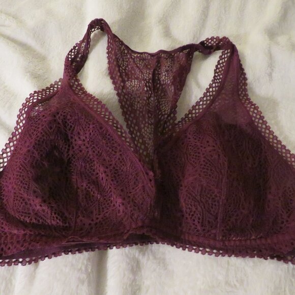 Victoria's Secret Burgundy Purple Lace Bralette Large - Picture 1 of 4